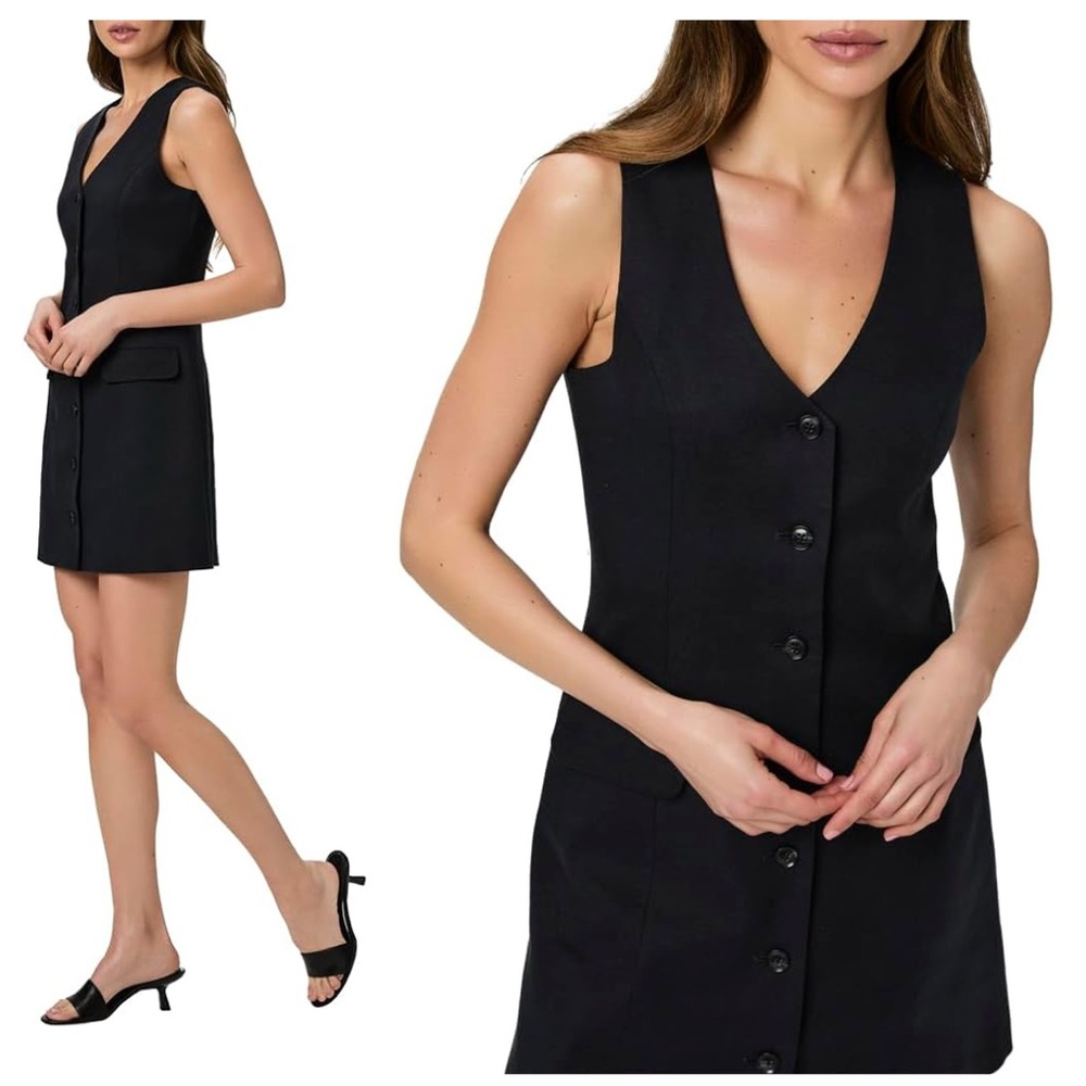 Paige Wells Sleeveless Mini Dress 6 Black Button Blazer Style Revolve Shopbop